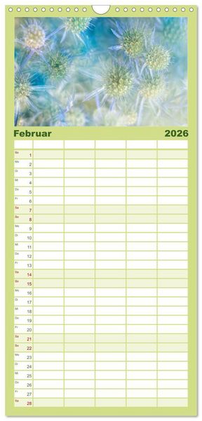 Produktbild: Familienplaner 2026 - 12 Farben Kunst und K&uuml;che mit 5 Spalten (Wandkalender, 21 x 45 cm) CALVENDO