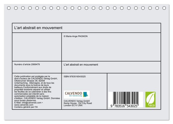 Produktbild: L'art abstrait en mouvement (Calendrier de bureau 2026 DIN A5 vertical), CALVENDO calendrier mensuel