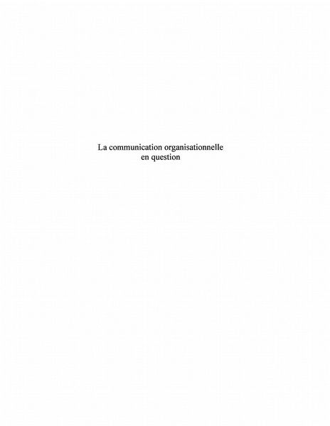 Produktbild: Communication organisationnelles en ques