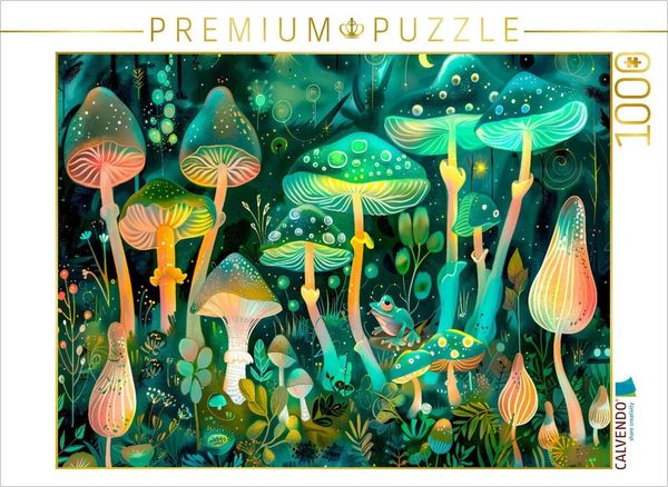 CALVENDO Puzzle Leuchten der Pilze mit Frosch | 1000 Teile Lege-Größe 64x48cm Foto-Puzzle für glückliche Stunden