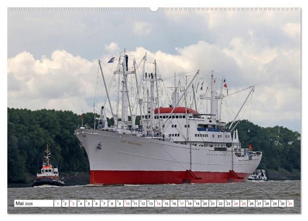 Produktbild: Dicke P&ouml;tte im Hafen und auf gro&szlig;er Fahrt (hochwertiger Premium Wandkalender 2026 DIN A2 quer), Kunstdruck in Hochglanz