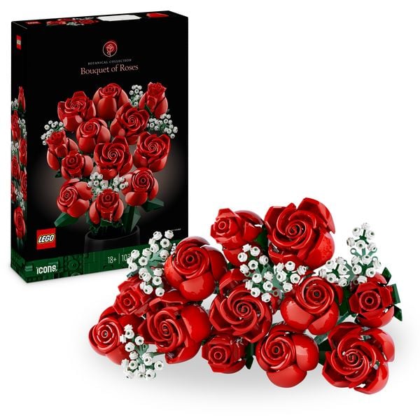 LEGO Botanicals 10328 Rosenstrauß, Kunstblumen Set mit künstlichen Rosen