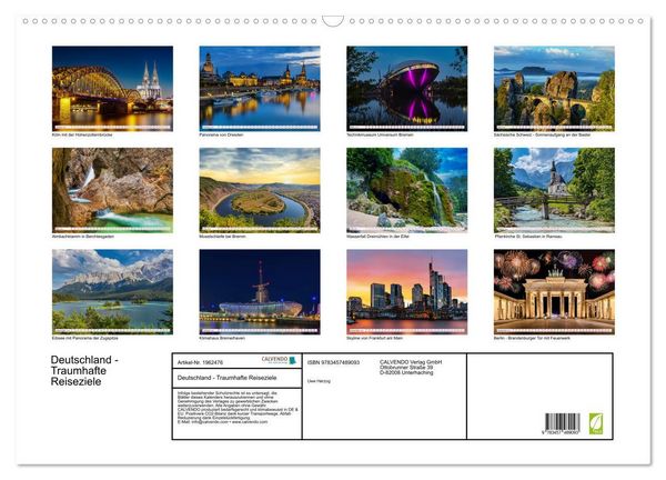 Produktbild: Deutschland - Traumhafte Reiseziele (Wandkalender 2026 DIN A2 quer), CALVENDO Monatskalender