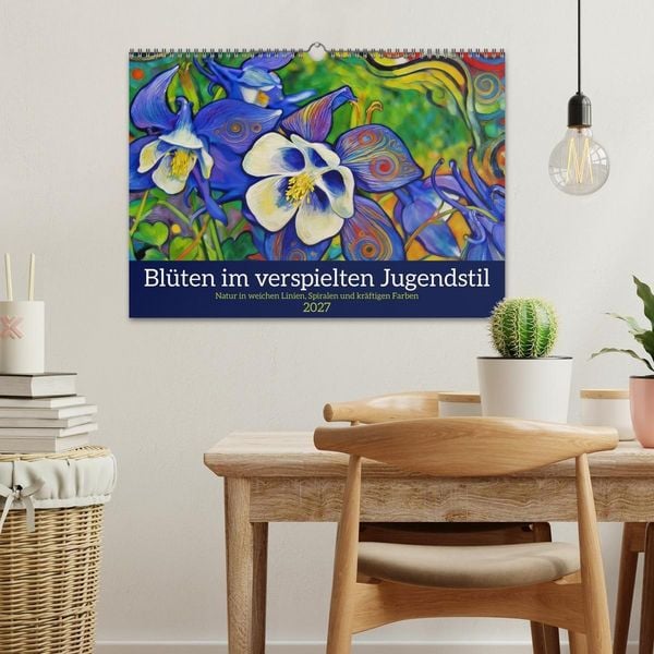 Produktbild: Bl&uuml;ten im verspielten Jugendstil (Wandkalender 2027 DIN A3 quer), CALVENDO Monatskalender