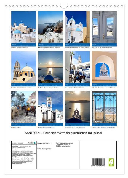 Produktbild: SANTORIN &ndash; Einziartige Motive der griechischen Trauminsel (Wandkalender 2026 DIN A3 hoch), CALVENDO Monatskalender