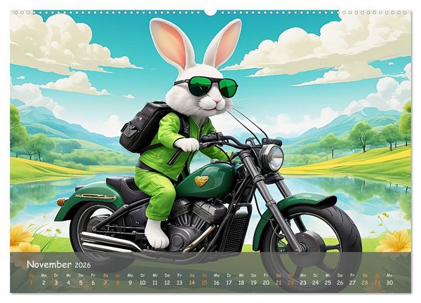 Produktbild: Tierische Motorradfahrer (hochwertiger Premium Wandkalender 2026 DIN A2 quer), Kunstdruck in Hochglanz