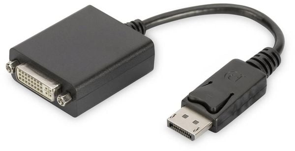 Digitus DB-340409-001-S DVI / DisplayPort Adapter [1x DisplayPort Stecker - 1x DVI-Buchse 24+5pol.] Schwarz Rund, doppel