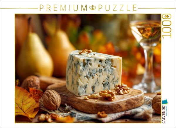 CALVENDO Puzzle Roquefort Blauschimmelkäse mit Nüssen und Birnen | 1000 Teile Lege-Größe 64x48cm Foto-Puzzle für glückliche Stunden