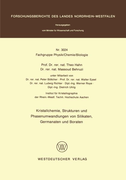 Produktbild: Kristallchemie, Strukturen und Phasenumwandlungen von Silikaten, Germanaten und Boraten