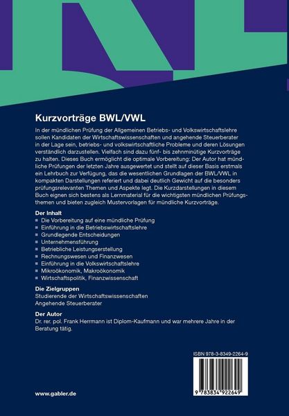 Produktbild: Kurzvortr&auml;ge BWL/VWL