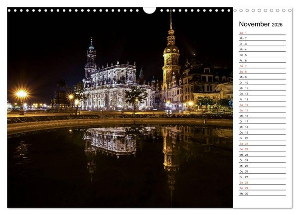 Produktbild: Eine Nacht in Dresden (Wandkalender 2026 DIN A3 quer), CALVENDO Monatskalender