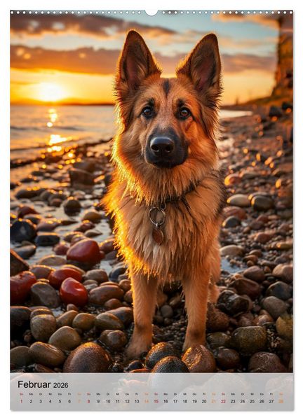Produktbild: Deutscher Sch&auml;ferhund - mutig und zuverl&auml;ssig (hochwertiger Premium Wandkalender 2026 DIN A2 hoch), Kunstdruck in Hochglanz