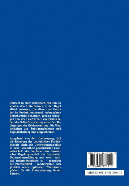Produktbild: Finanzielle Unternehmenspolitik bei Geldentwertung