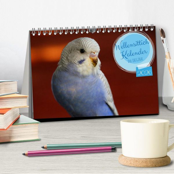 Produktbild: Wellensittichkalender! - Das Original (Tischkalender 2026 DIN A5 quer), CALVENDO Monatskalender
