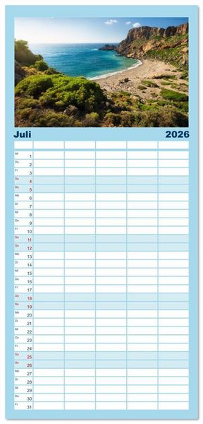 Produktbild: Familienplaner 2026 - Im Rhythmus der Wellen - Ein Jahr am Meer mit 5 Spalten (Wandkalender, 21 x 45 cm) CALVENDO