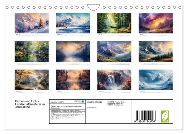 Produktbild: Farben und Licht - Landschaftsmalerei im Jahreskreis (Wandkalender 2026 DIN A4 quer), CALVENDO Monatskalender
