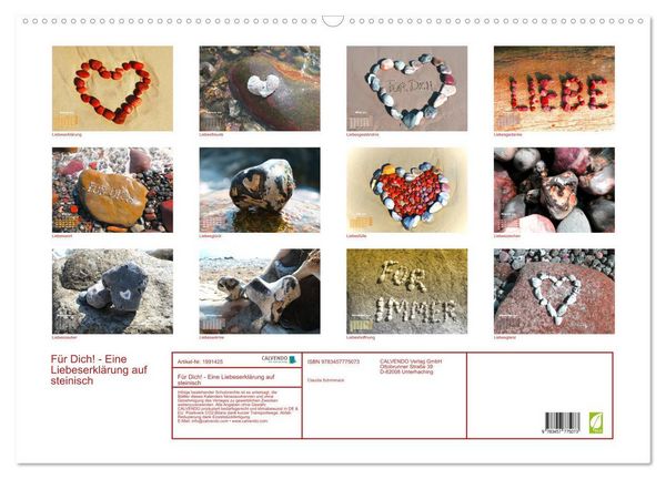 Produktbild: F&uuml;r Dich! - Eine Liebeserkl&auml;rung auf steinisch (Wandkalender 2026 DIN A2 quer), CALVENDO Monatskalender