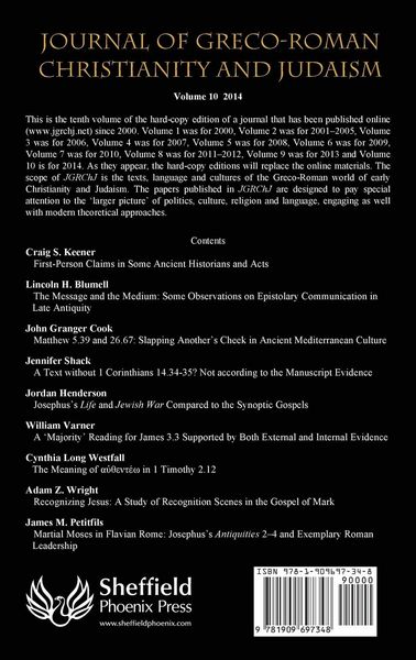 Produktbild: Journal of Greco-Roman Christianity and Judaism 10 (2014)