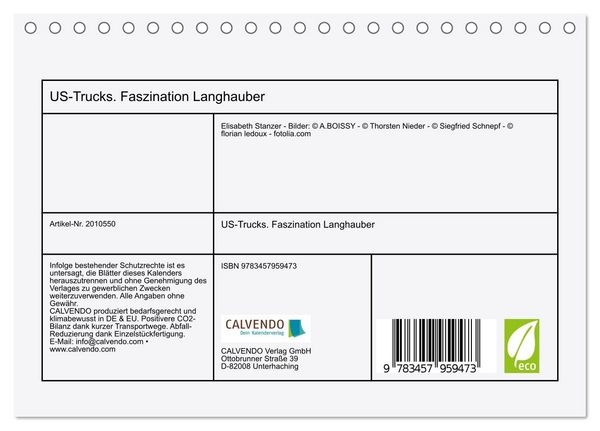 Produktbild: US-Trucks. Faszination Langhauber (Tischkalender 2026 DIN A5 quer), CALVENDO Monatskalender