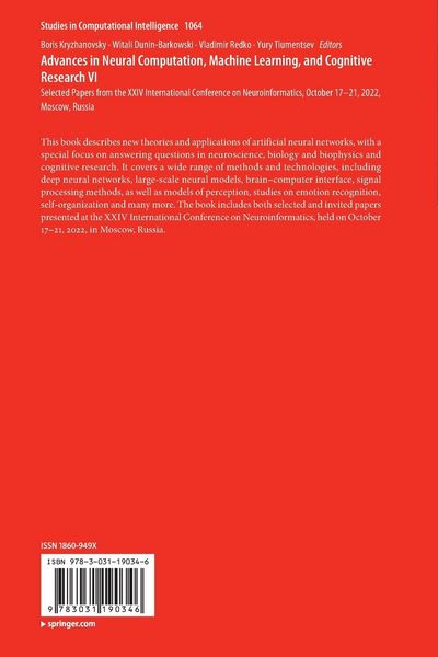 Produktbild: Advances in Neural Computation, Machine Learning, and Cognitive Research VI