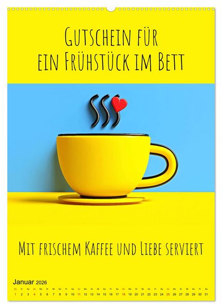 Produktbild: Gutscheinkalender - Gutschein Karten als Geschenk der Liebe (Wandkalender 2026 DIN A2 hoch), CALVENDO Monatskalender