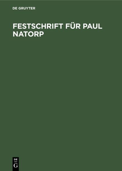 Produktbild: Festschrift f&uuml;r Paul Natorp