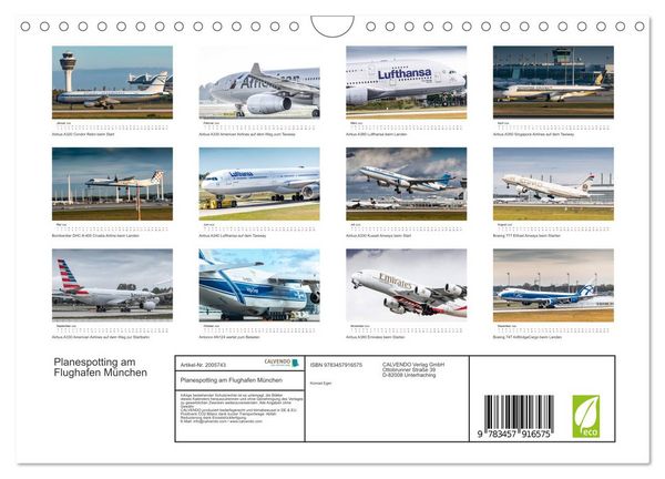 Produktbild: Planespotting am Flughafen M&uuml;nchen (Wandkalender 2026 DIN A4 quer), CALVENDO Monatskalender
