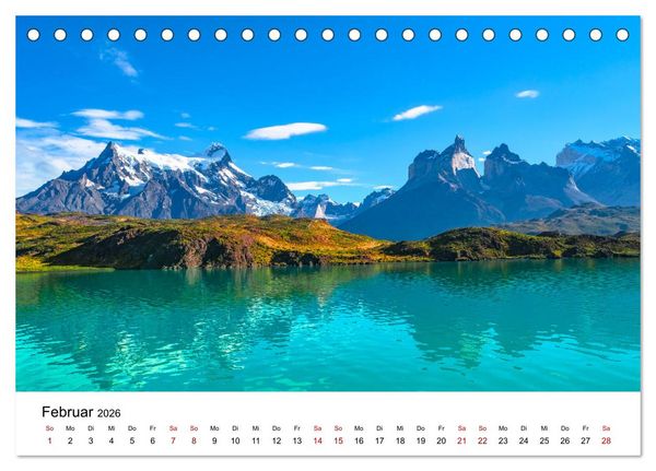 Produktbild: Patagonien, Torres del Paine Nationalpark: Am Rand der Welt (Tischkalender 2026 DIN A5 quer), CALVENDO Monatskalender