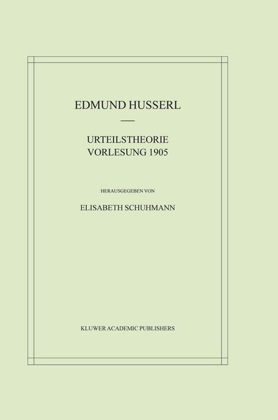 Produktbild: Urteilstheorie Vorlesung 1905
