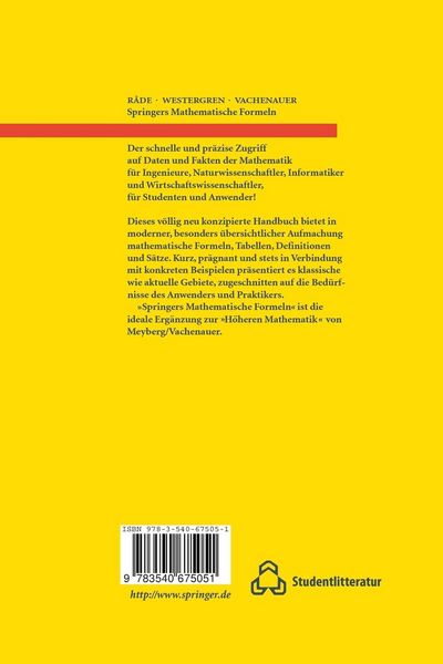 Produktbild: Springers Mathematische Formeln