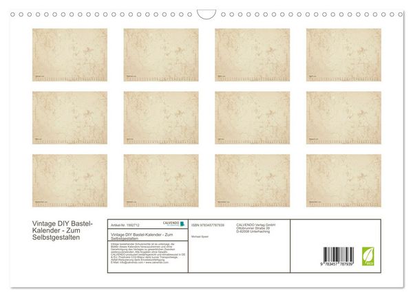 Produktbild: Vintage DIY Bastel-Kalender - Zum Selbstgestalten (Wandkalender 2026 DIN A3 quer), CALVENDO Monatskalender