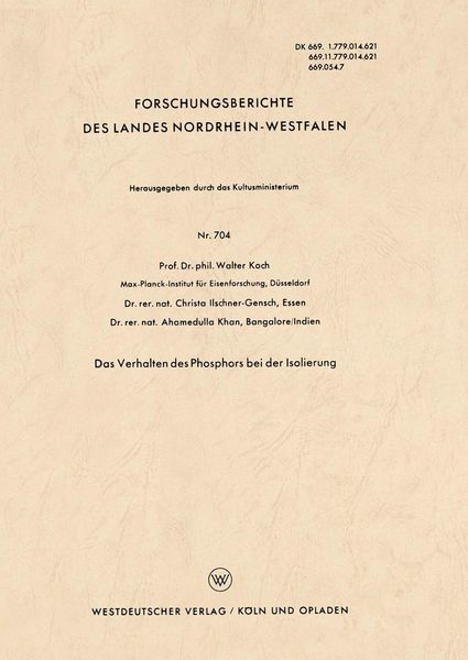 Produktbild: Das Verhalten des Phosphors bei der Isolierung