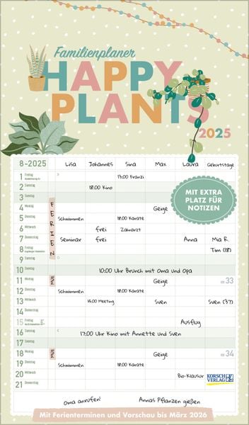 Familienplaner Happy Plants 2025