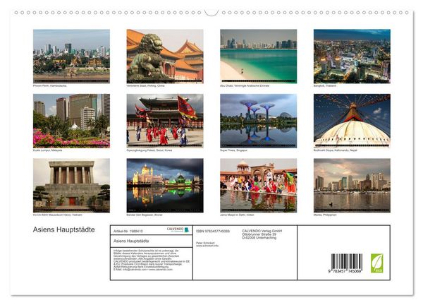 Produktbild: Asiens Hauptst&auml;dte (hochwertiger Premium Wandkalender 2026 DIN A2 quer), Kunstdruck in Hochglanz