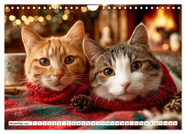 Produktbild: Katzenkalender - S&uuml;&szlig;e Katzen begleiten dich durch alle Jahreszeiten (Wandkalender 2026 DIN A4 quer), CALVENDO Monatskalender