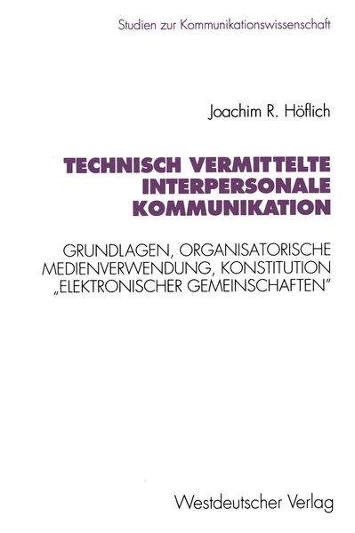 Produktbild: Technisch vermittelte interpersonale Kommunikation