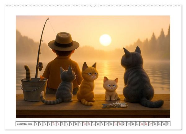 Produktbild: Katzen w&uuml;rden Fische kaufen (hochwertiger Premium Wandkalender 2026 DIN A2 quer), Kunstdruck in Hochglanz