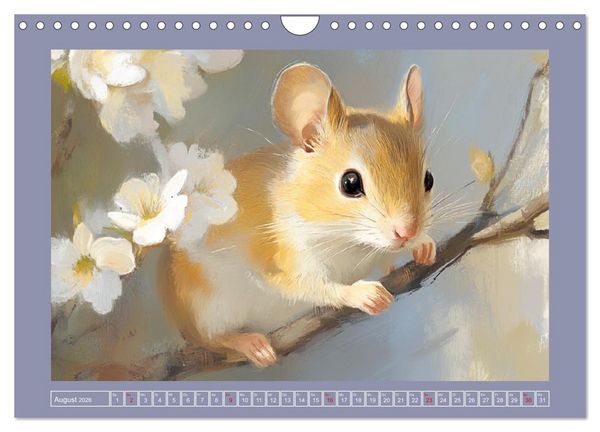 Produktbild: Nagergl&uuml;ck und Bl&uuml;tenzauber. Niedliche Tierchen im romantischen Stil (Wandkalender 2026 DIN A4 quer), CALVENDO Monatskalender