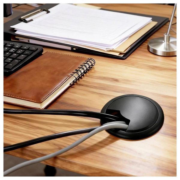 Produktbild: TRU COMPONENTS WP80BK Kabeldurchf&uuml;hrung f&uuml;r Arbeitsplatten ABS Schwarz 1St.