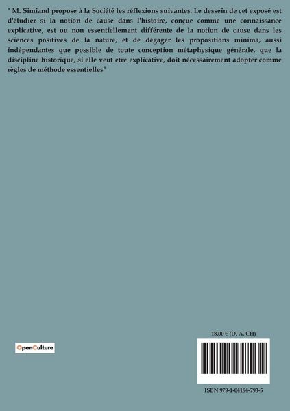 Produktbild: La causalit&eacute; en histoire