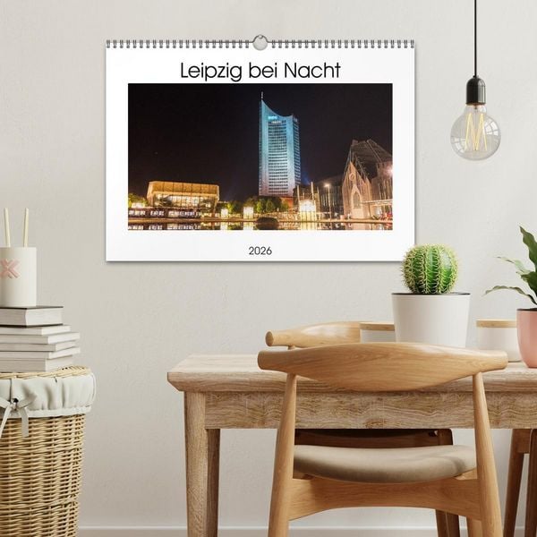 Produktbild: Leipzig bei Nacht (Wandkalender 2026 DIN A3 quer), CALVENDO Monatskalender