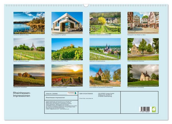 Produktbild: Rheinhessen-Impressionen (Wandkalender 2026 DIN A2 quer), CALVENDO Monatskalender