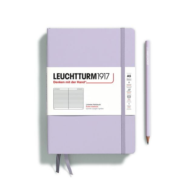Produktbild: LEUCHTTURM1917 Notizbuch Medium (A5), Hardcover, 251 nummerierte Seiten, Lilac, liniert