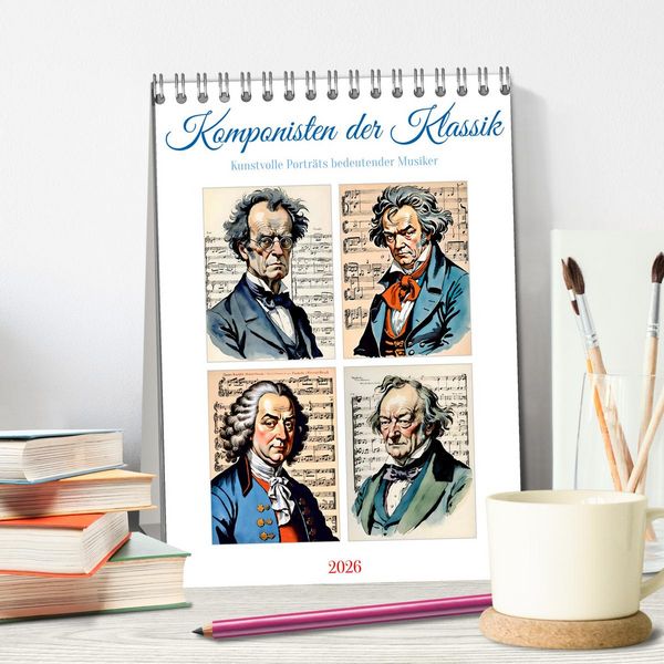 Produktbild: Komponisten der Klassik (Tischkalender 2026 DIN A5 hoch), CALVENDO Monatskalender