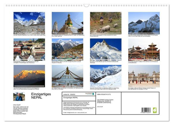 Produktbild: Einzigartiges NEPAL (Wandkalender 2026 DIN A2 quer), CALVENDO Monatskalender