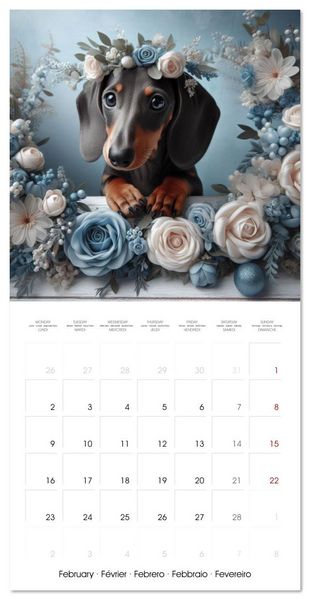 Produktbild: Dachshund Joy and Flower Beauty (Wall Calendar 2026 12 &times; 12 Inch) CALVENDO 12 Month Wall Calendar