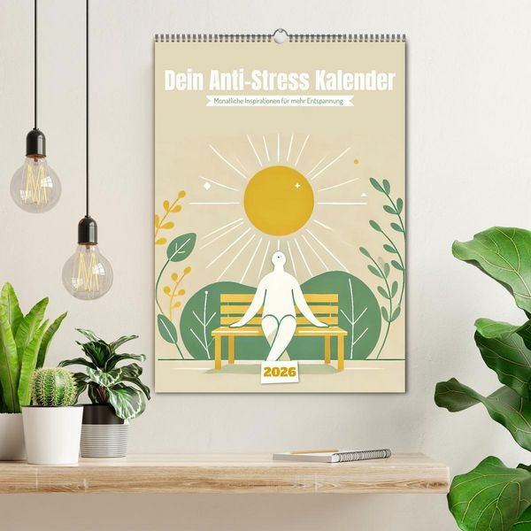 Produktbild: Dein Anti-Stress Kalender - Monatliche Inspirationen f&uuml;r mehr Entspannung (Wandkalender 2026 DIN A2 hoch), CALVENDO Monatskalender