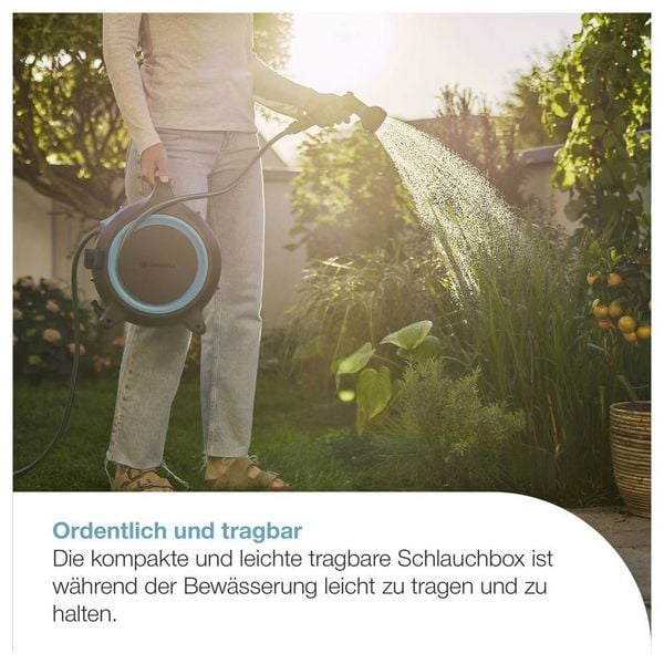 Produktbild: GARDENA 18690-20 Mobile Schlauchbox MoveMatic, 12 m + 1,5 m Gartenschlauchaufroller 270 mm 1/3 Zoll 1 St. 5-farbig