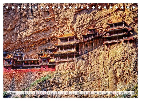 Produktbild: Die Grotten und h&auml;ngenden Kl&ouml;ster von Yungang (Tischkalender 2026 DIN A5 quer), CALVENDO Monatskalender