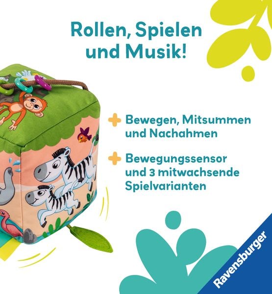 Produktbild: Play+ Motorik-Musik-Spiel-W&uuml;rfel: Wilde Tiere - ab 6 Monate